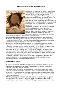 NIETOPERZE POTRZEBUJĄ PRZYJACIÓŁ Nietoperze (Chiroptera