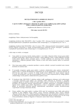 DECYZJA WYKONAWCZA KOMISJI (UE) 2016