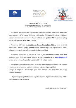 GRUDNIOWE CZYTANIE W ŚWIĘTOKRZYSKIEJ E