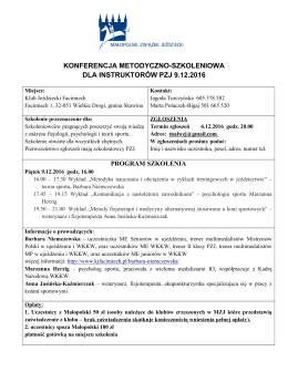 Propozycje Konferencja metodyczno-szkoleniowa