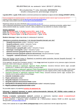 REJESTRACJA na semestr letni 2016/17 (2016L) Dla studentów 1