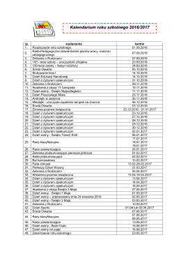 Kalendarium roku szkolnego 2016/2017