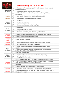 Intencje Mszy św. 2016.12.05-11