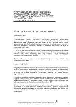 od 01.04.2016 do 30.09.2016 raport niezależnego