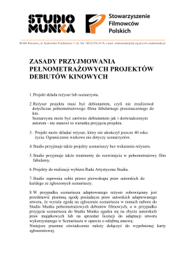 Zasady Przyjmowania Projektów