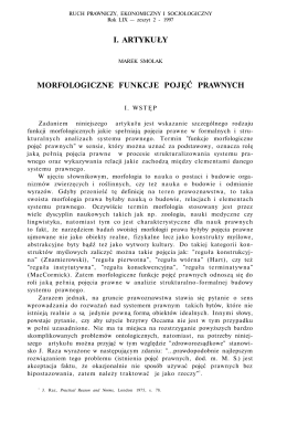 I. ARTYKUŁY MORFOLOGICZNE FUNKCJE POJĘĆ PRAWNYCH