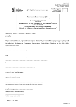Wzór umowy o dofinansowanie projektu dla działania 1.1 Kluczowa