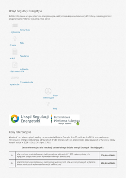 Urząd Regulacji Energetyki Ceny referencyjne