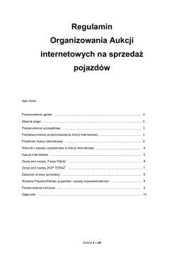 (Regulamin Organizowania Aukcji internetowych na sprzedaż