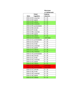 2016-12-01 czwartek 9 – 19 2016-12-02 piątek 9