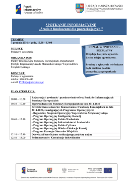SPOTKANIE INFORMACYJNE - Regionalny Program Operacyjny
