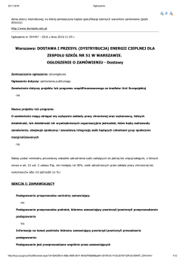 Ogłoszenie o zamówieniu - Zespół Szkół nr 51 im. I.Domeyki w