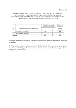 Załącznik nr 8 RAMOWY PLAN NAUCZANIA DLA DWULETNIEJ