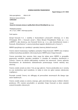 Zawarcie znaczącej umowy ze spółką Marie Brizard