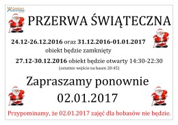 przerwa świąteczna - Centrum Sportowe "U Jezuitów"