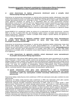 Precyzyjny opis procedur dotyczących uczestniczenia w