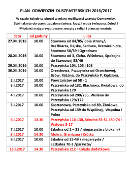 Plan kolędy