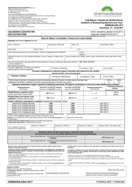 Formularz zgłoszeniowy na targi 2017