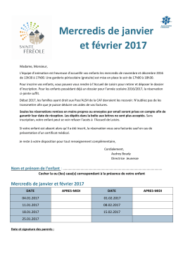 Mercredis de janvier et février 2017