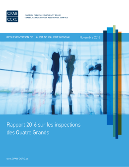 Rapport public 2016 du CCRC : Inspections des Quatre Grands