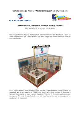 Communiqu&eacute; de Presse, l`Atelier Emma&uuml;s et Sol