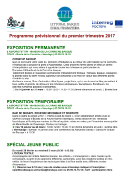 Programme prévisionnel du premier trimestre 2017 EXPOSITION