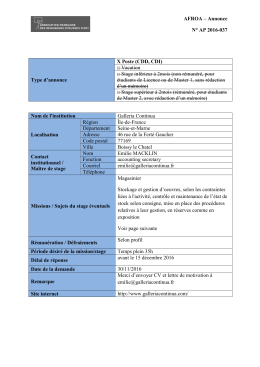 AFROA – Annonce N° AP 2016-037 Type d`annonce X Poste (CDD