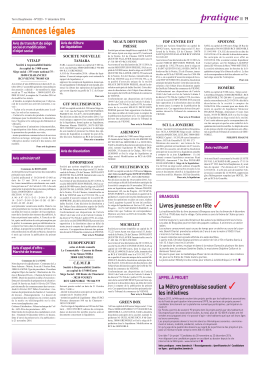 Les annonces l&eacute;gales du 1 d&eacute;cembre 2016