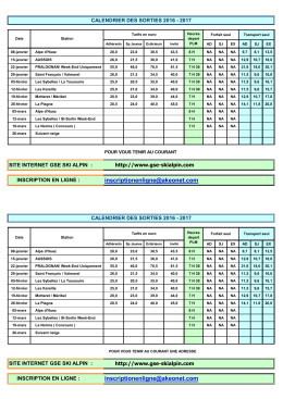 Le calendrier des sorties 2017 - Site officiel du GSE