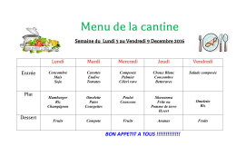 Menus cantine - Ozar Hatorah