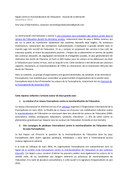 Appel contre la marchandisation de l`éducation : résumé de la