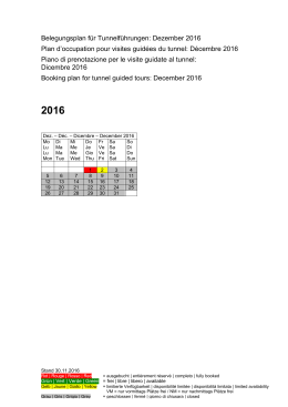 Belegungsplan f&uuml;r Tunnelf&uuml;hrungen: Dezember 2016 Plan d