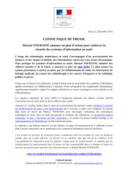 COMMUNIQU&Eacute; DE PRESSE - Minist&egrave;re des Affaires sociales et de