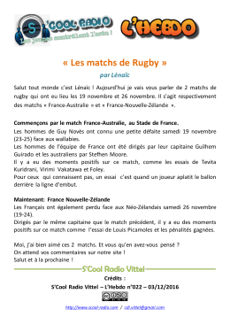 « Les matchs de Rugby »