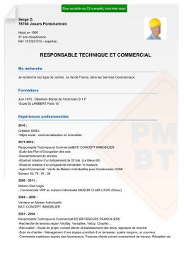 Recrutement CV RESPONSABLE TECHNIQUE ET COMMERCIAL