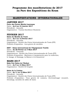 Notre Agenda - Société des Foires Internationales de Tunis
