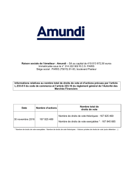 Raison sociale de l`émetteur : Amundi – SA au capital de 419 813