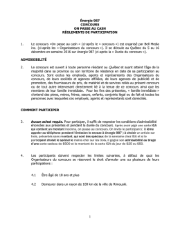 R&egrave;glement du concours