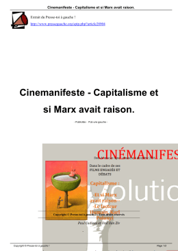 Cinemanifeste - Capitalisme et si Marx avait raison. - Presse