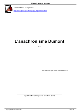 L`anachronisme Dumont - Presse