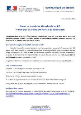 Donner un nouvel &eacute;lan &agrave; la recherche en SHS : + 8M&euro; pour