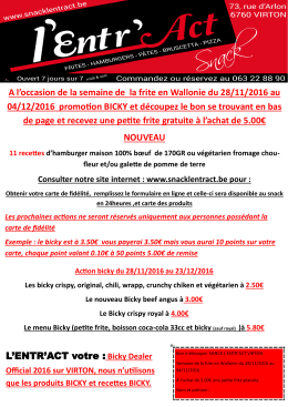 découvrir notre promotion pour la semaine de la frite.