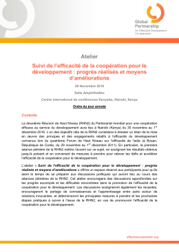 Atelier Suivi de l`efficacité de la coopération pour le développement