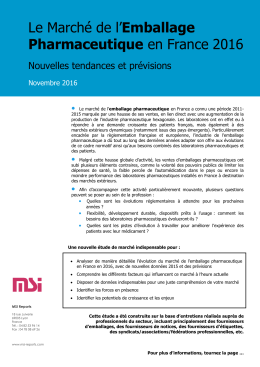 Le Marché de l`Emballage Pharmaceutique en France