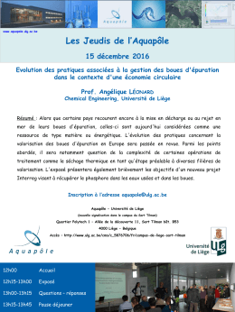 Jeudis de l`Aquapôle - Université de Liège