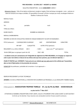 Pour télécharger et imprimer le bulletin d`inscription