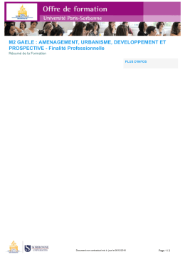 M2 GAELE : AMENAGEMENT, URBANISME, DEVELOPPEMENT