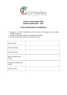 Bourses communales 2016 Année scolaire 2016