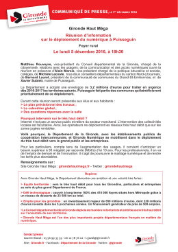 communiqu&eacute; de presse, le 1er d&eacute;cembre 2016