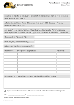Formulaire de r&eacute;tractation Bijoux Terre (Veuillez compl&eacute;ter et